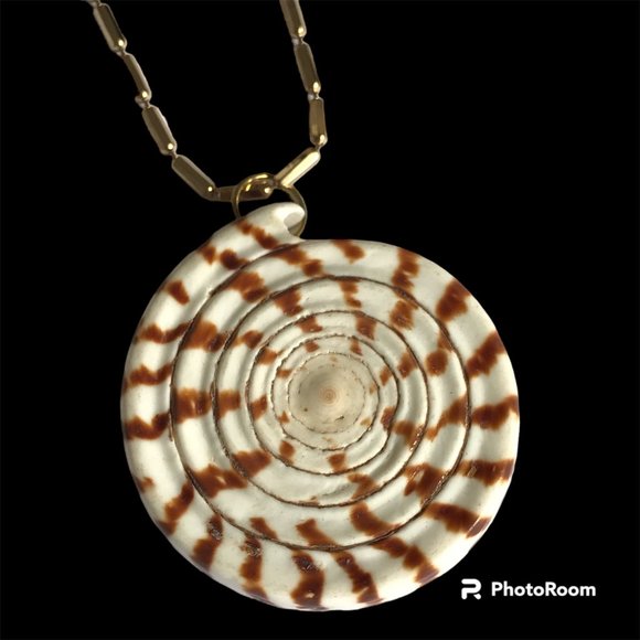 Natural Shell Shiva Nautilus Pendant Necklace Choker Mermaid Gold Plated 15-17" - Picture 2 of 8